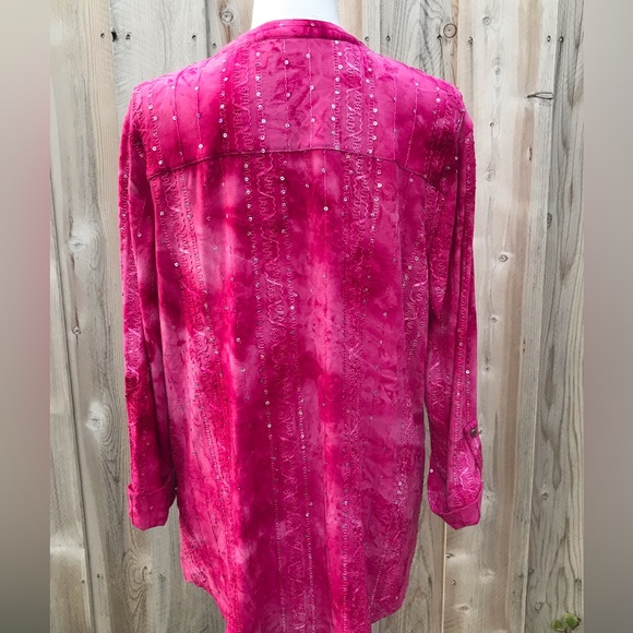 Tye Dye Pink & Sequined V Neck Top - Picture 6 of 6